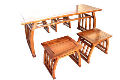 馬鞍茶桌5件套 品味中式明清風雅，盡顯實木仿古家具韻味